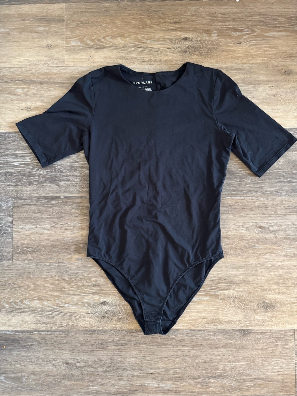 Everlane Black Short-Sleeve Bodysuit One-Piece